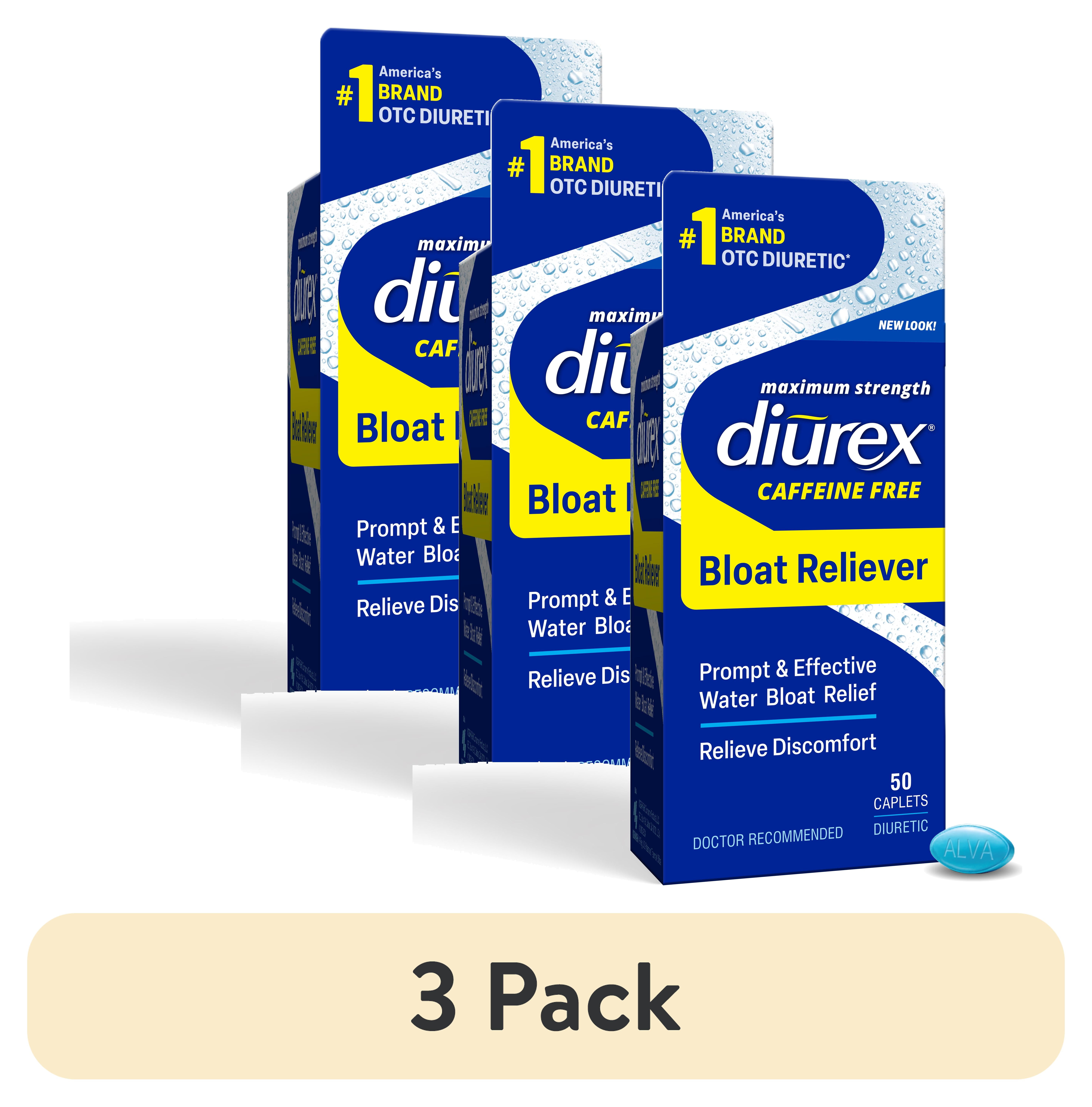(3 pack) Diurex Caffeine Free Bloat Reliever, Maximum Strength Diuretic, 50 Count