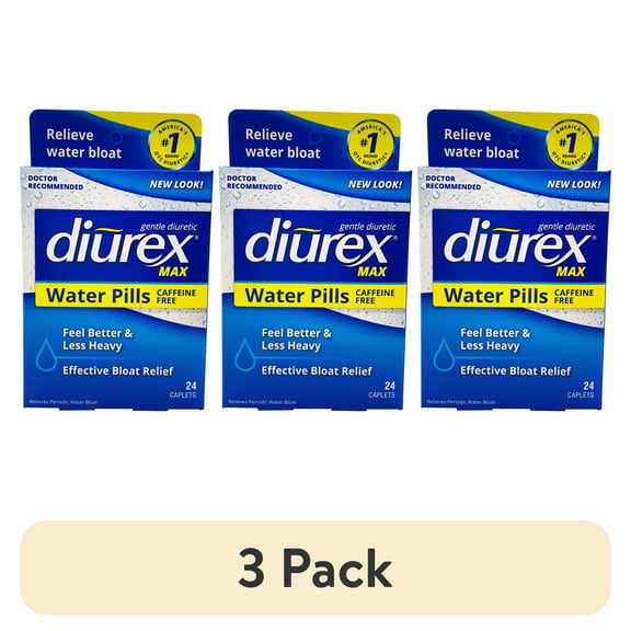 (3 pack) Diurex Max Caffeine-Free Water Pills, 24 CT
