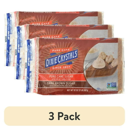 (3 pack) Dixie Crystals Dark Brown Sugar, 32 oz