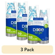 (3 pack) Dixie To Go Disposable Paper Cups, 12 oz, Multi-Color, 60 Count