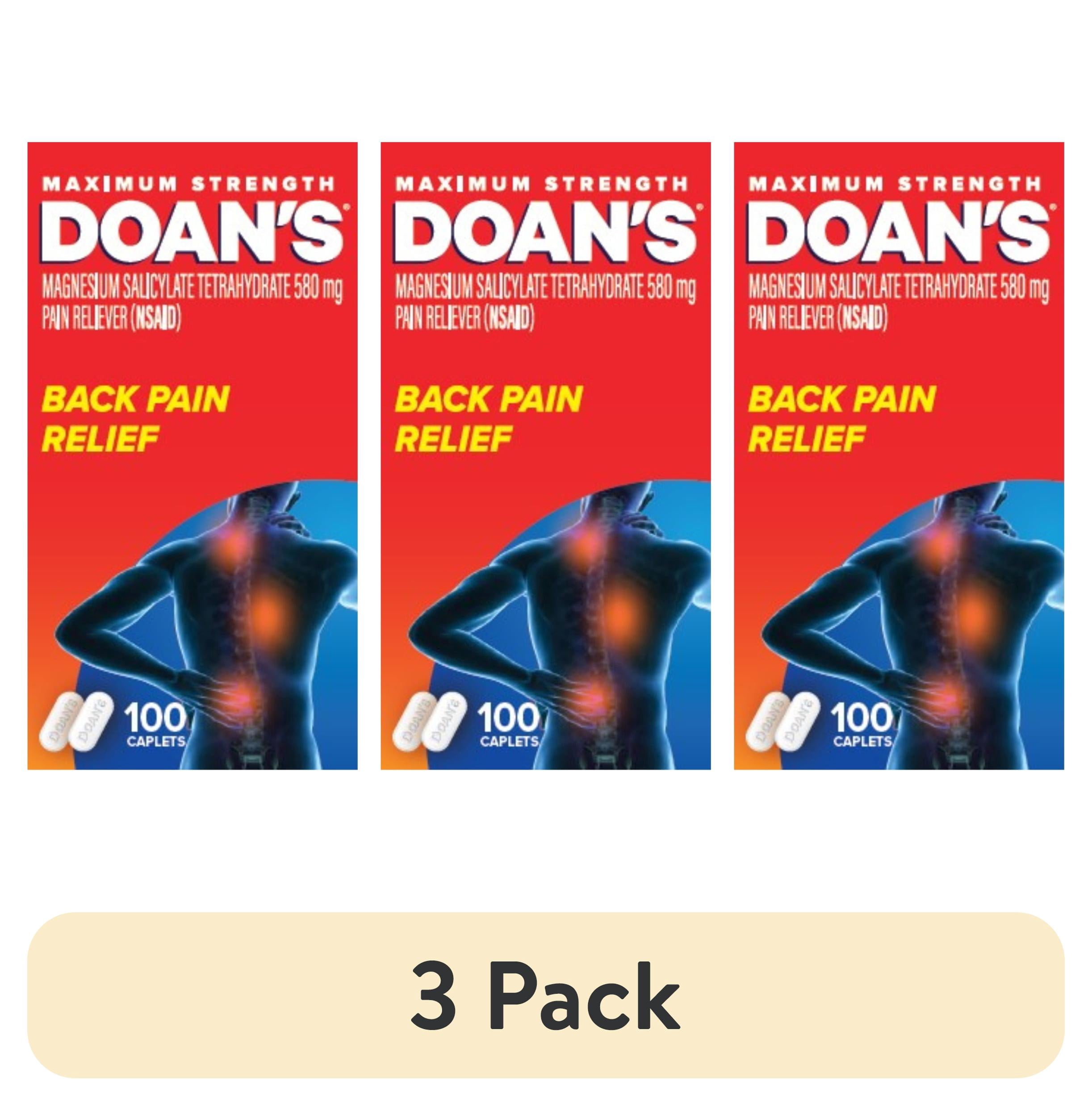 (3 pack) Doan's Maximum Strength Backache Pain Reliever Caplets, 100 Count