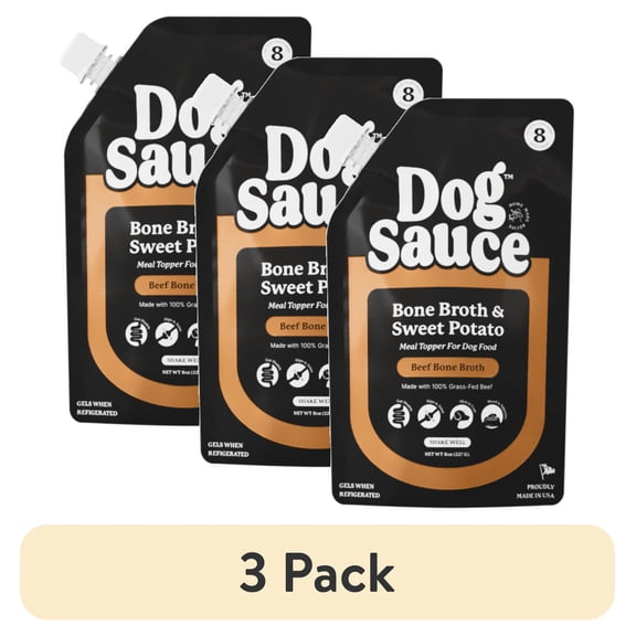(3 pack) DogSauce Beef Bone Broth and Sweet Potato Meal Topper for Dogs, 8 oz