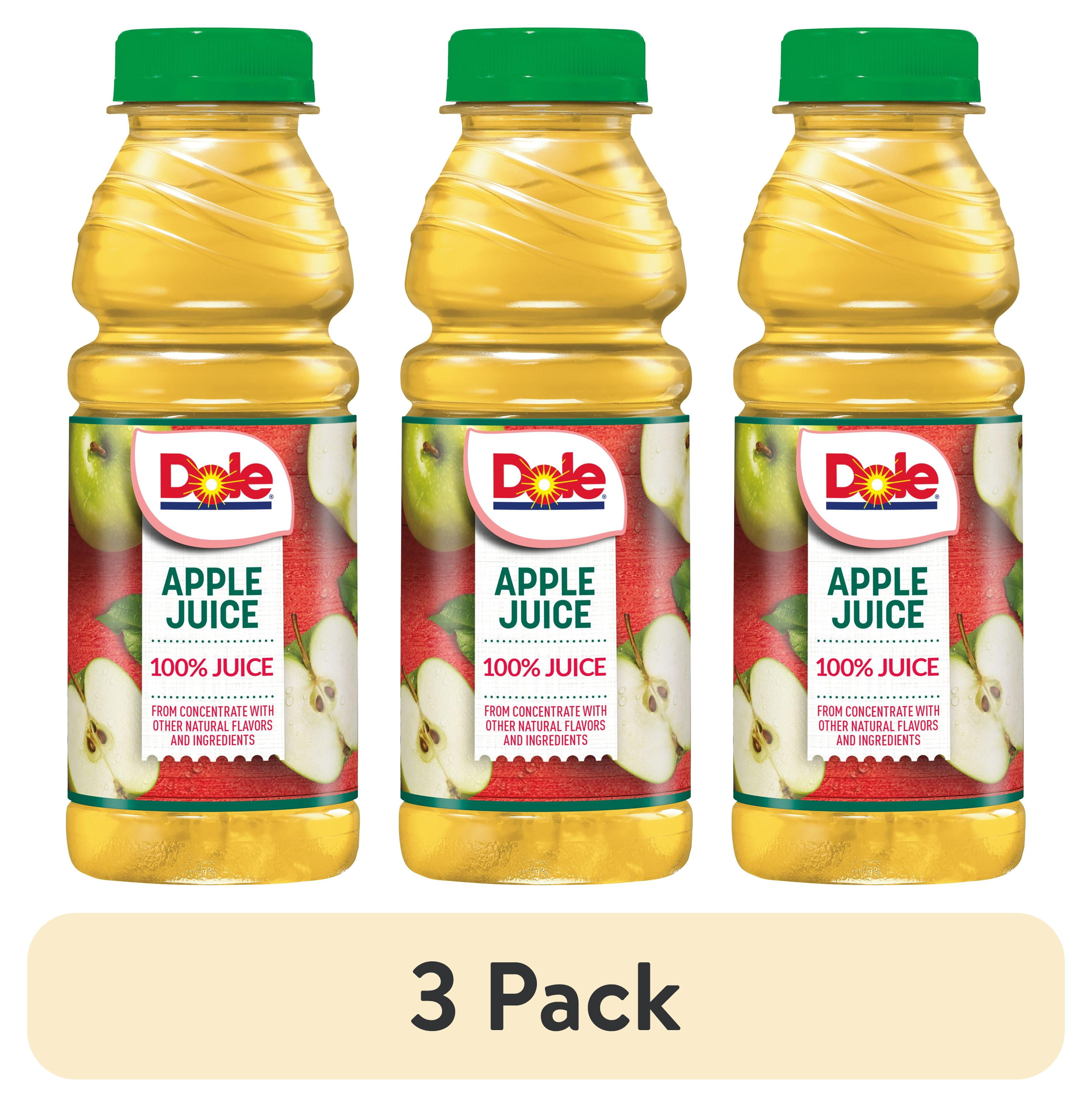 (3 pack) Dole 100% Apple Juice Drink, 15.2 fl oz Bottle, Shelf-Stable
