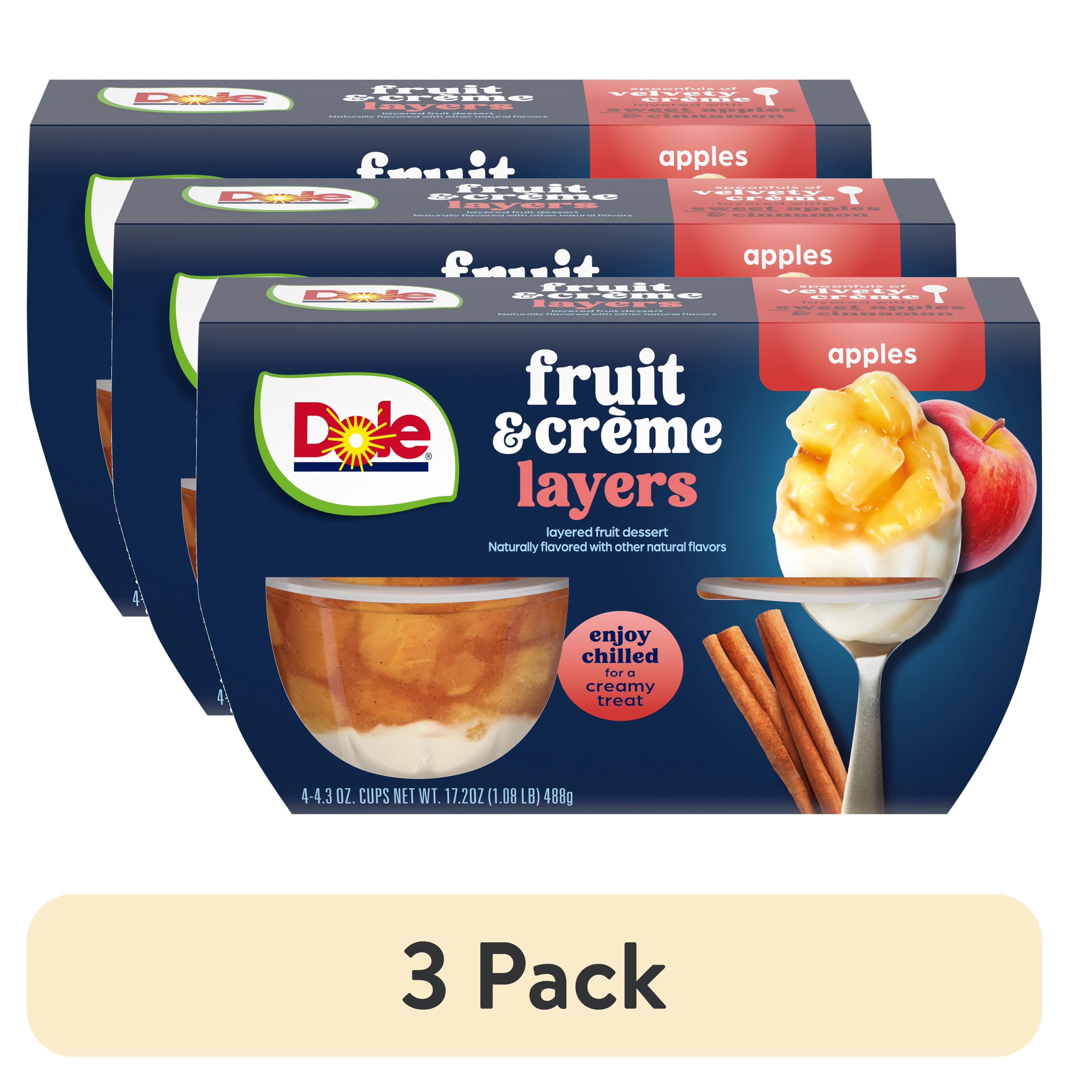 (3 pack) Dole Fruit Bowls Apples & Creme Layers Snacks, 4.3oz 4 Total Cups