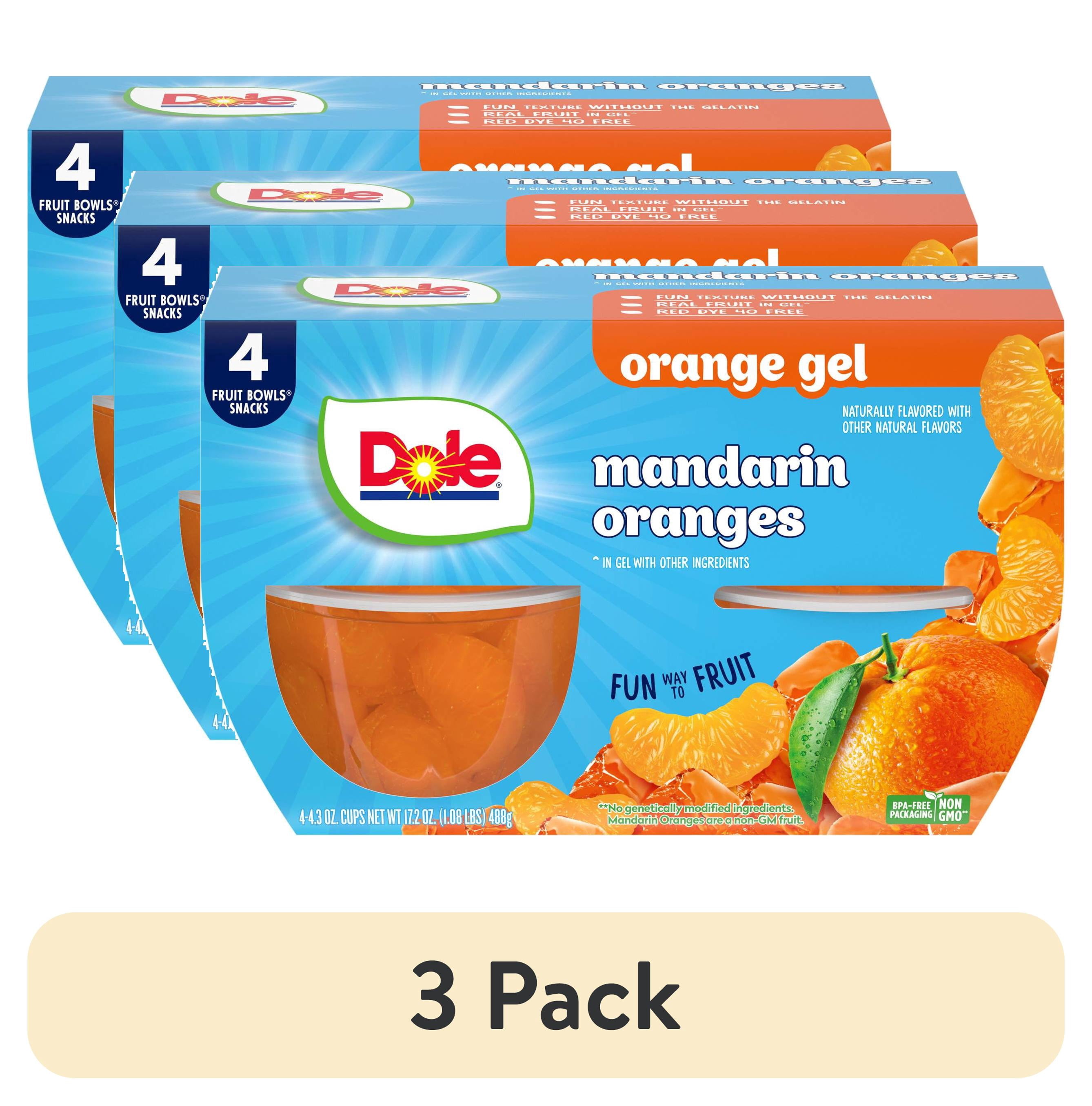 (3 pack) Dole Fruit Bowls Mandarin Oranges in Orange Gel, 4.3 oz Cups (4 Pack)