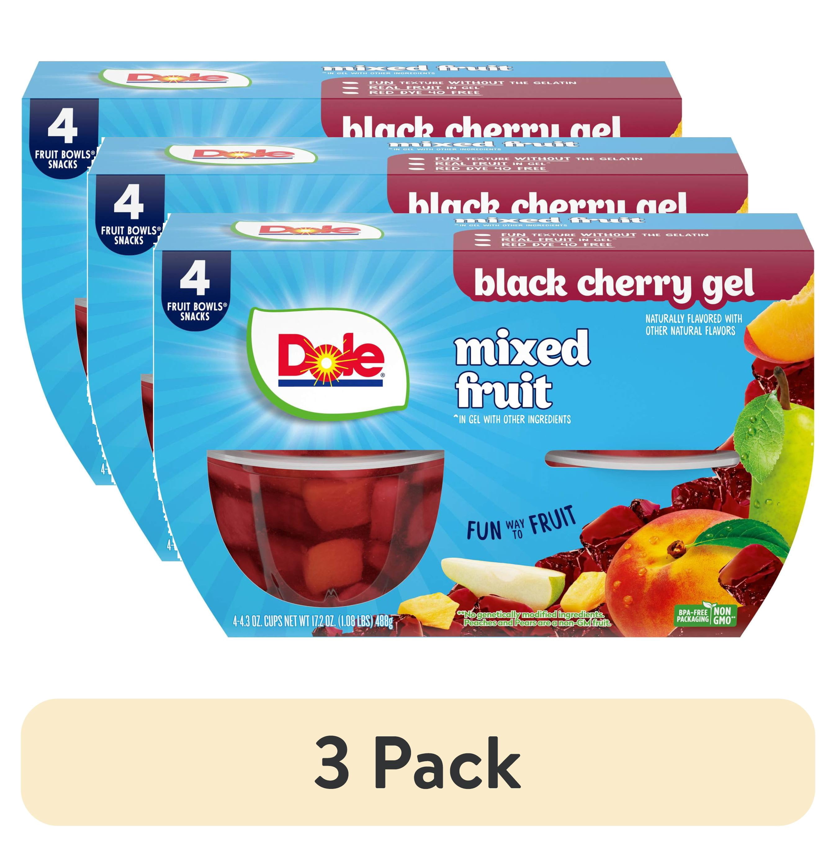 (3 pack) Dole Fruit Bowls Mixed Fruit in Black Cherry Gel, 4.3 oz Cups (4 Pack)