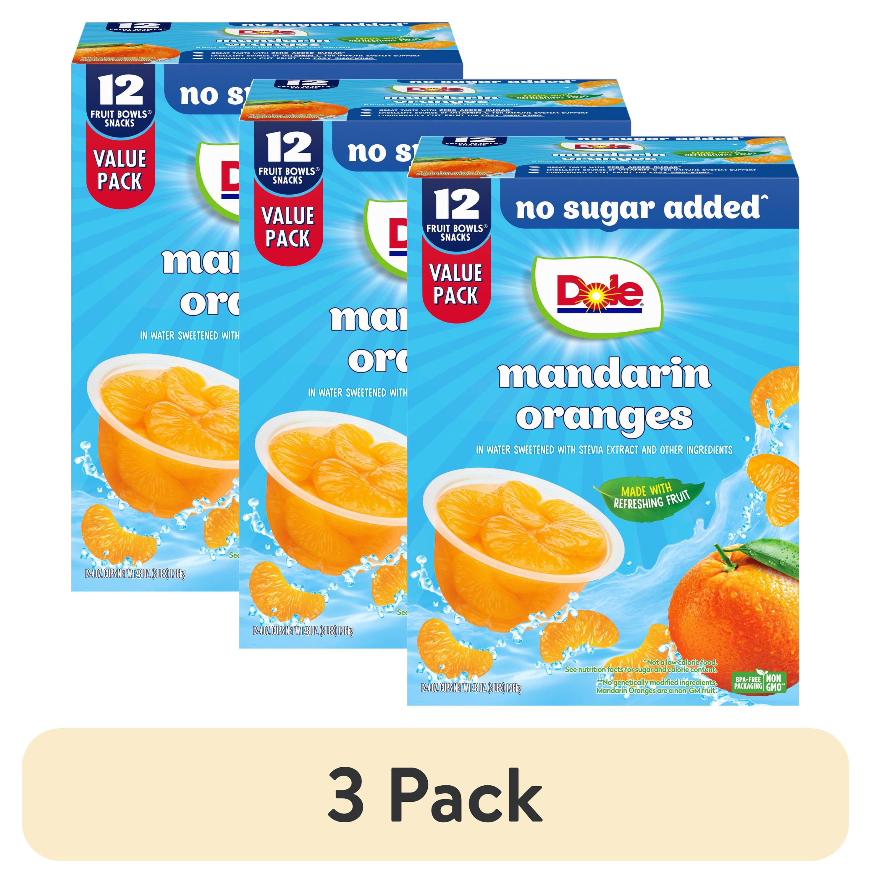 Dole Fruit Bowls No Sugar Added Mandarin Oranges, 4 oz Cups (12