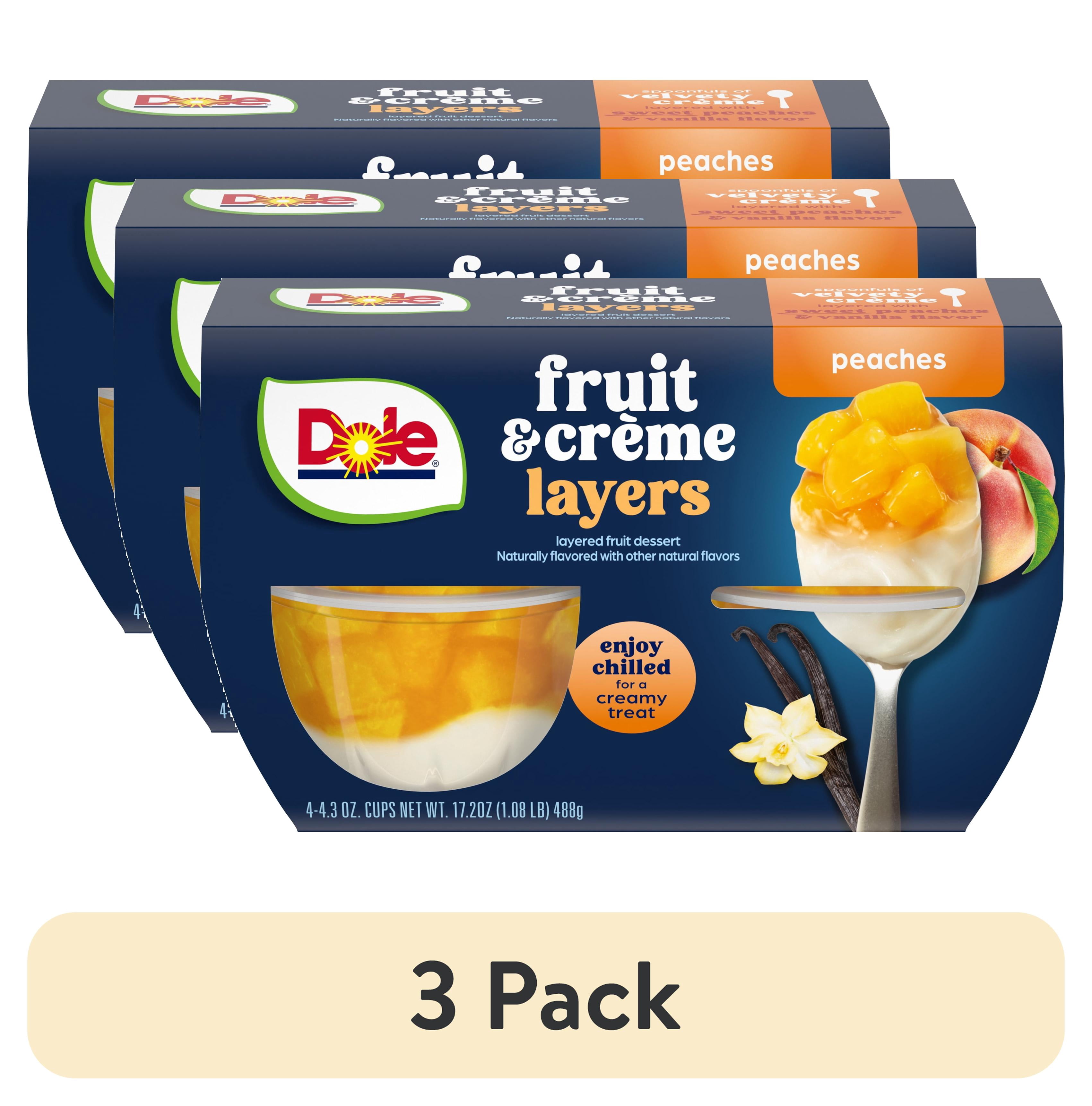 (3 pack) Dole Fruit Bowls Peaches & Creme Layers Snacks, 4.3oz 4 Total Cups