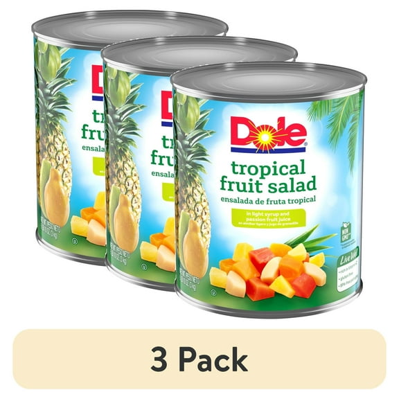 (3 pack) Dole Tropical Fruit Salad in Light Syrup and Passion Fruit Juice, 106 oz Can