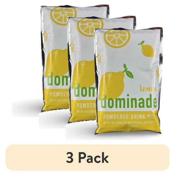 (3 pack) Dominade Dominade Bulk Lemonade Powdered Lemon Drink Mix | 3x Huge 21.6 Oz Pouches (90 Servings)