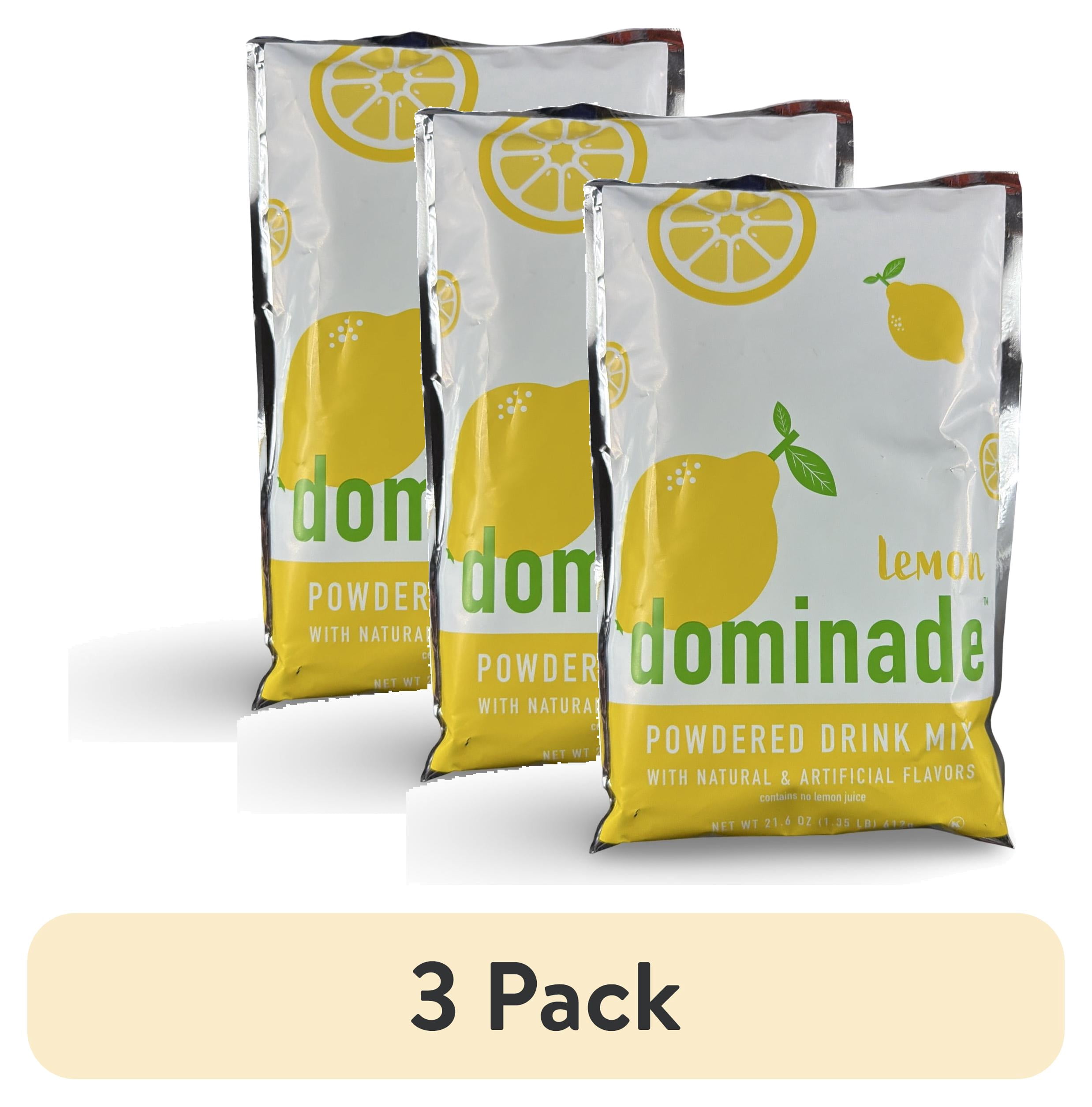 (3 pack) Dominade Bulk Lemonade Powdered Lemon Drink Mix | 3x Huge 21.6 Oz Pouches (90 Servings)