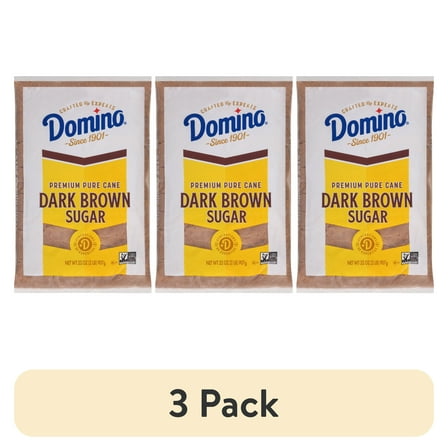 (3 pack) Domino Premium Pure Cane Dark Brown Sugar 2 lb