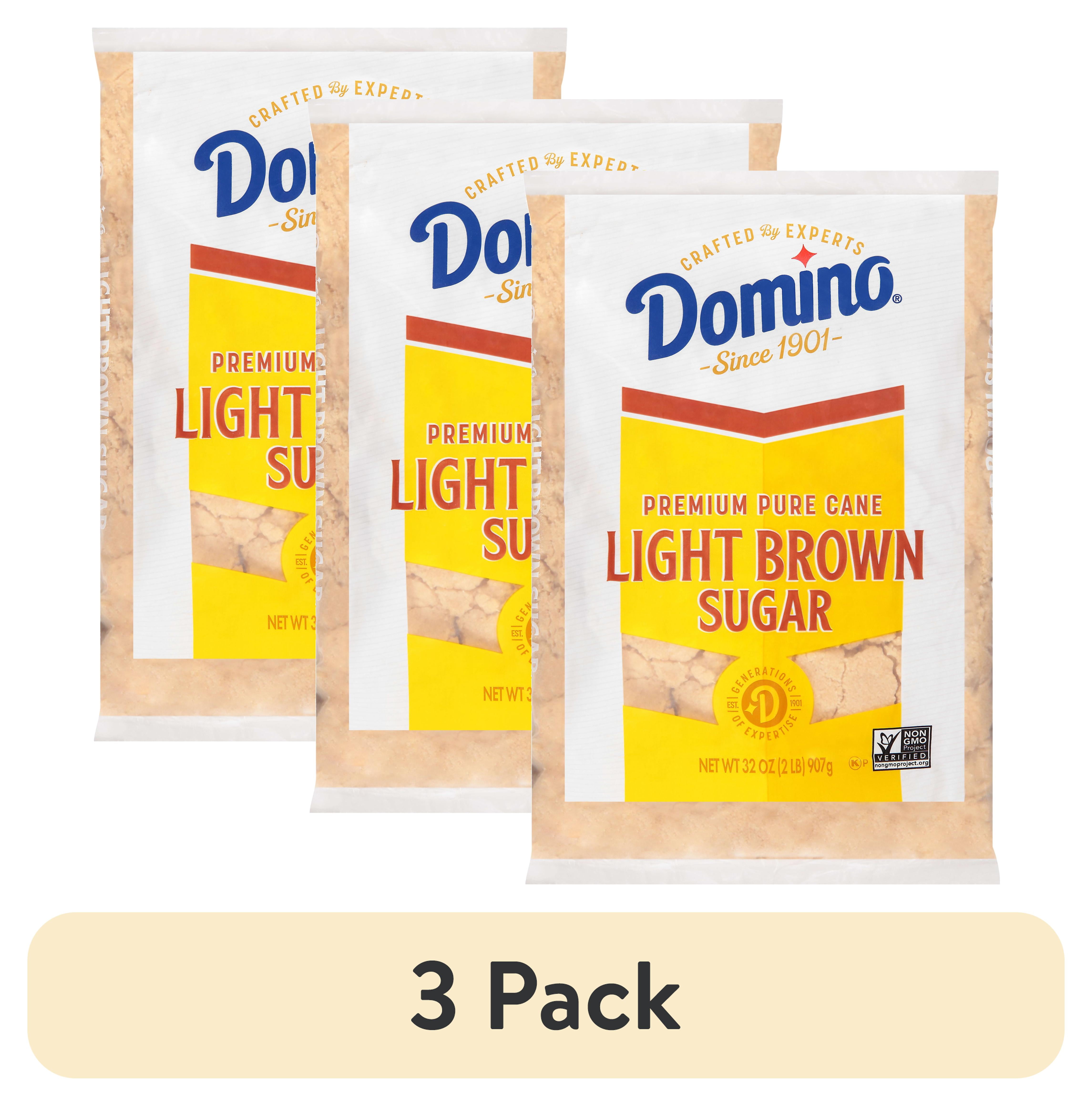 (3 pack) Domino Premium Pure Cane Light Brown Sugar, 2 lb
