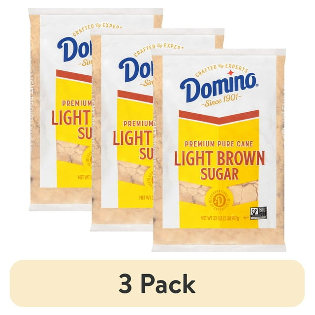 (3 pack) Domino Premium Pure Cane Light Brown Sugar, 2 lb - Walmart.com