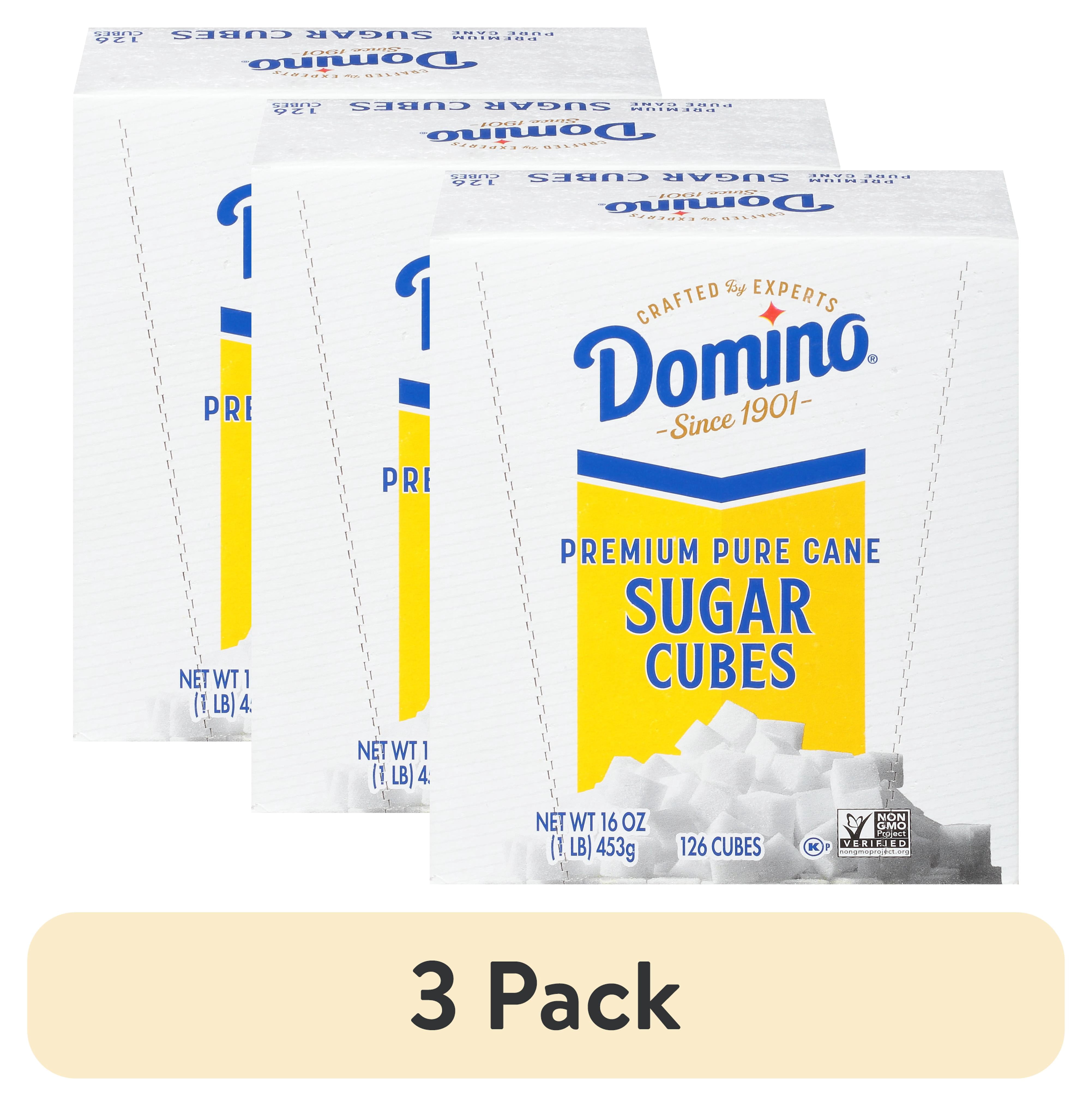 (3 pack) Domino Premium Pure Cane Sugar Cubes, 126 Cubes, 1 lb