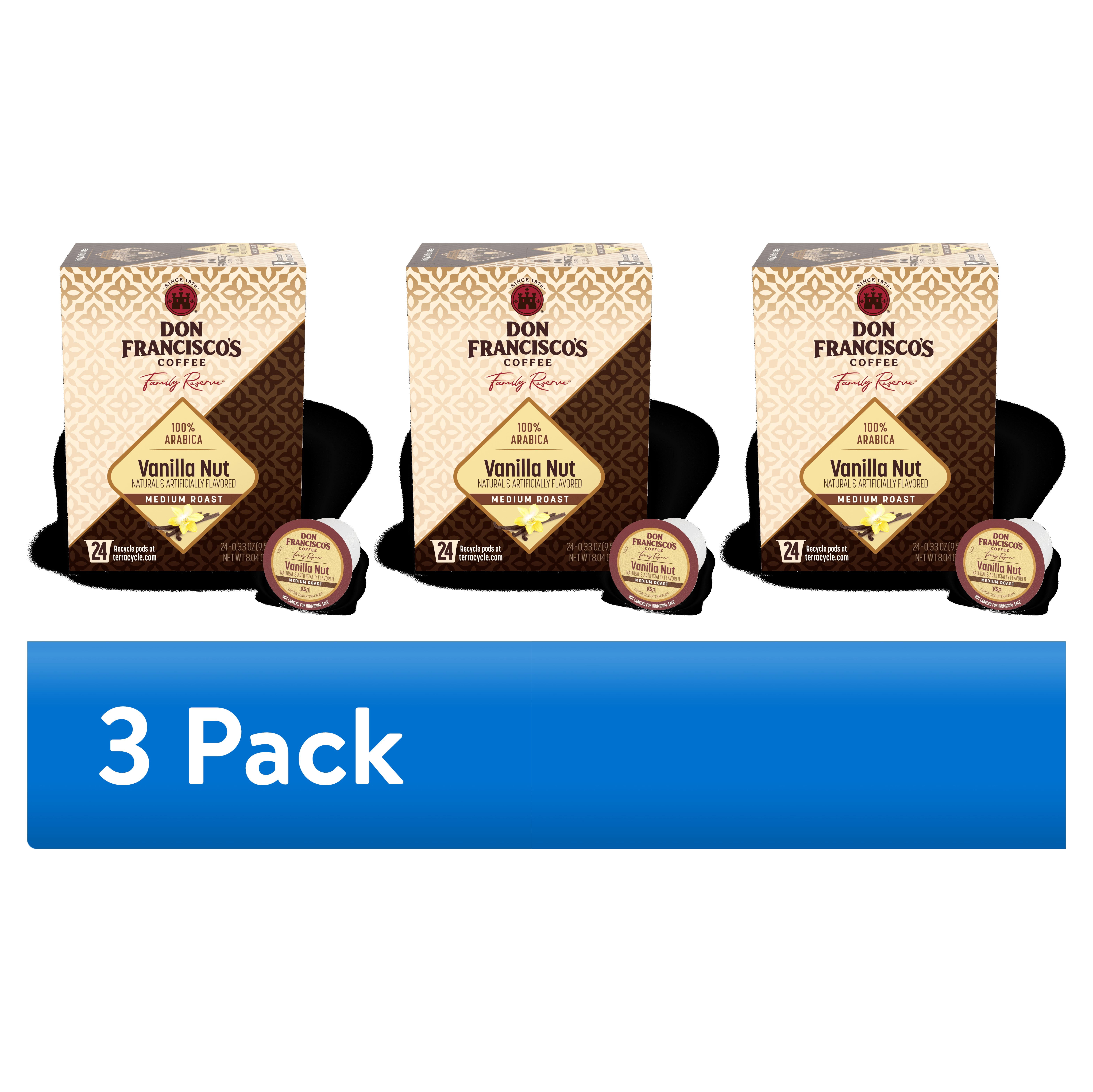 (3 pack) Don Francisco's Coffee Vanilla Nut Medium Roast Coffee Pods 24 Count 100% Arabica