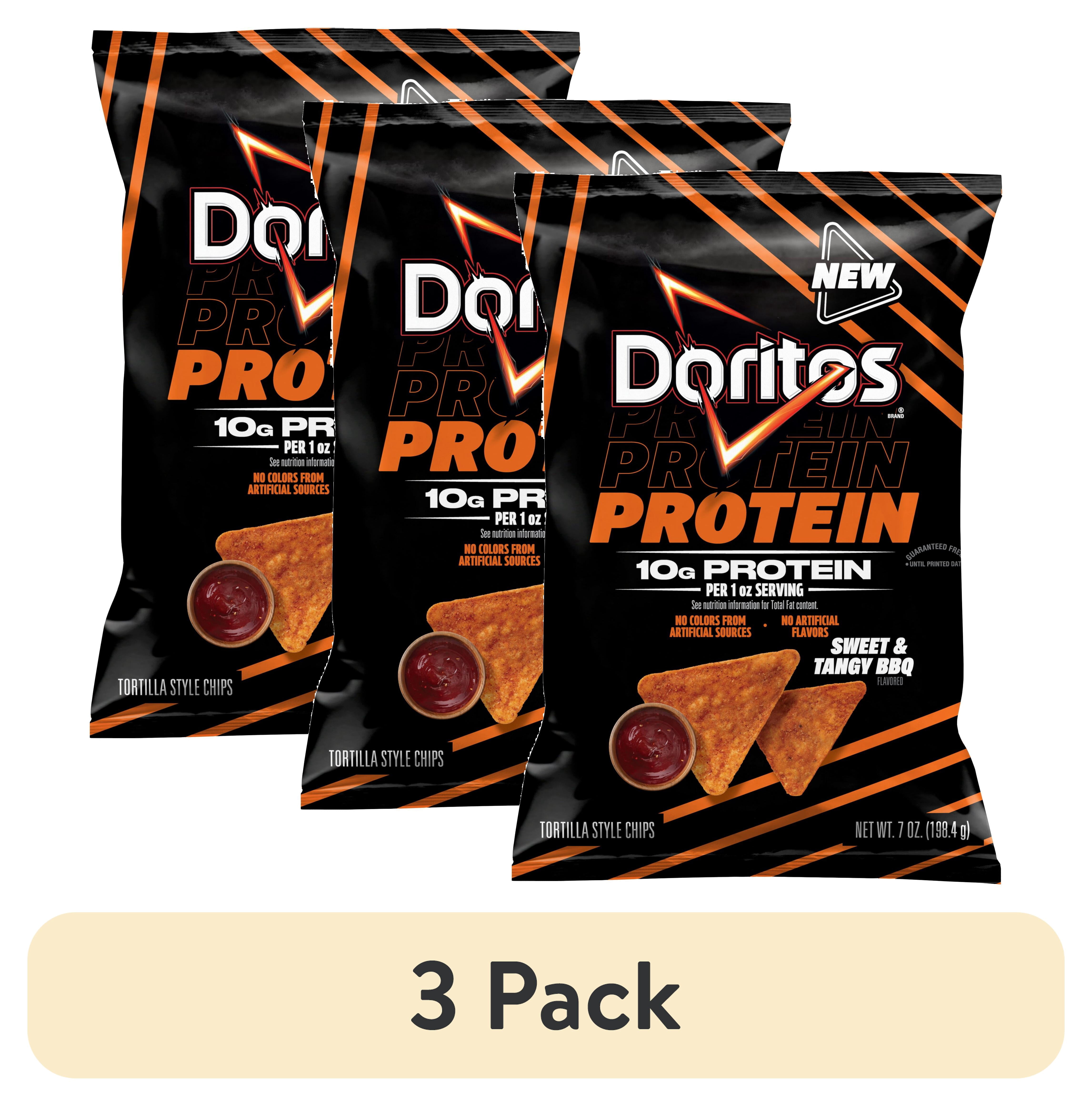 (3 pack) Doritos Protein Sweet & Tangy BBQ Tortilla Chips Bag, 7 oz
