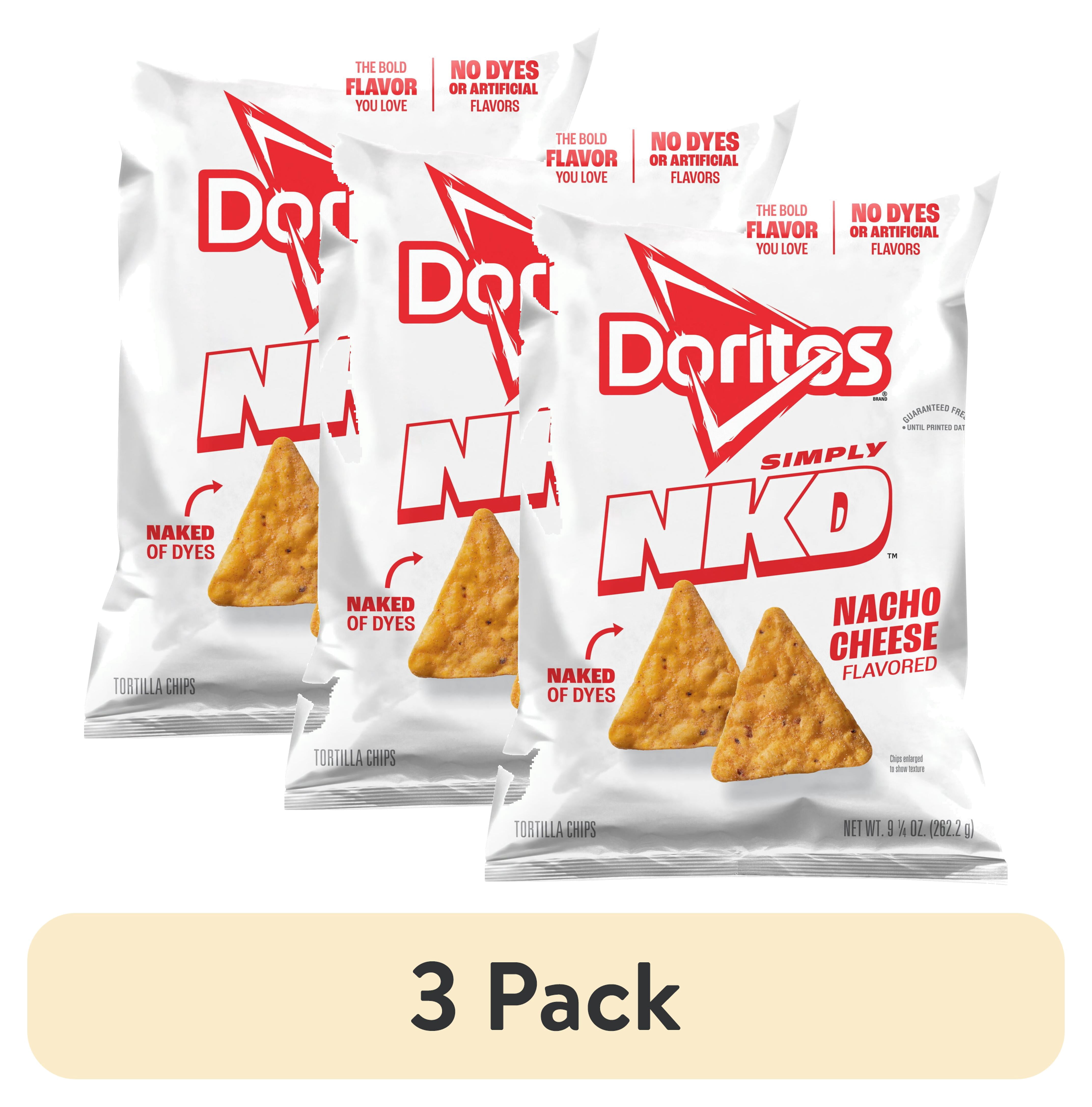(3 pack) Doritos Simply NKD No Dyes No Artificial Flavors Nacho Cheese Tortilla Chips Bag, 9.25 oz​
