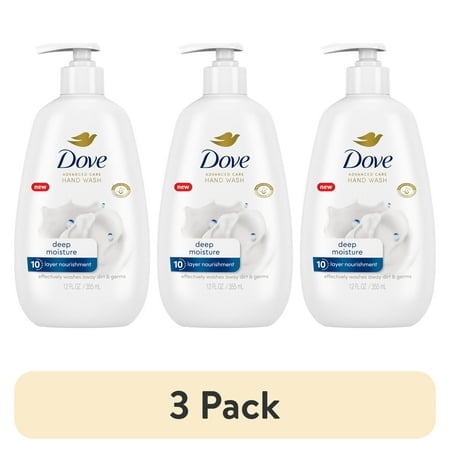 (3 pack) Dove Liquid Hand Wash Deep Moisture More Moisturizing than Leading Ordinary Hand Soap, 12 oz