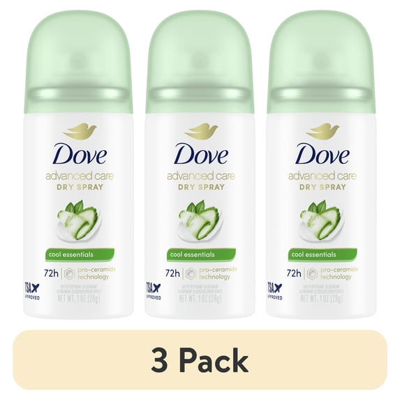 (3 pack) Dove Advanced Care Travel Size Antiperspirant Deodorant Dry Spray Cool Essentials Pro Ceramide Technology, 1 oz