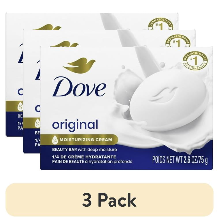 (3 pack) Dove Beauty Bar Soap For Soft, Smooth Skin, Original, With 1/4 Moisturizing Cream ,2.6 oz