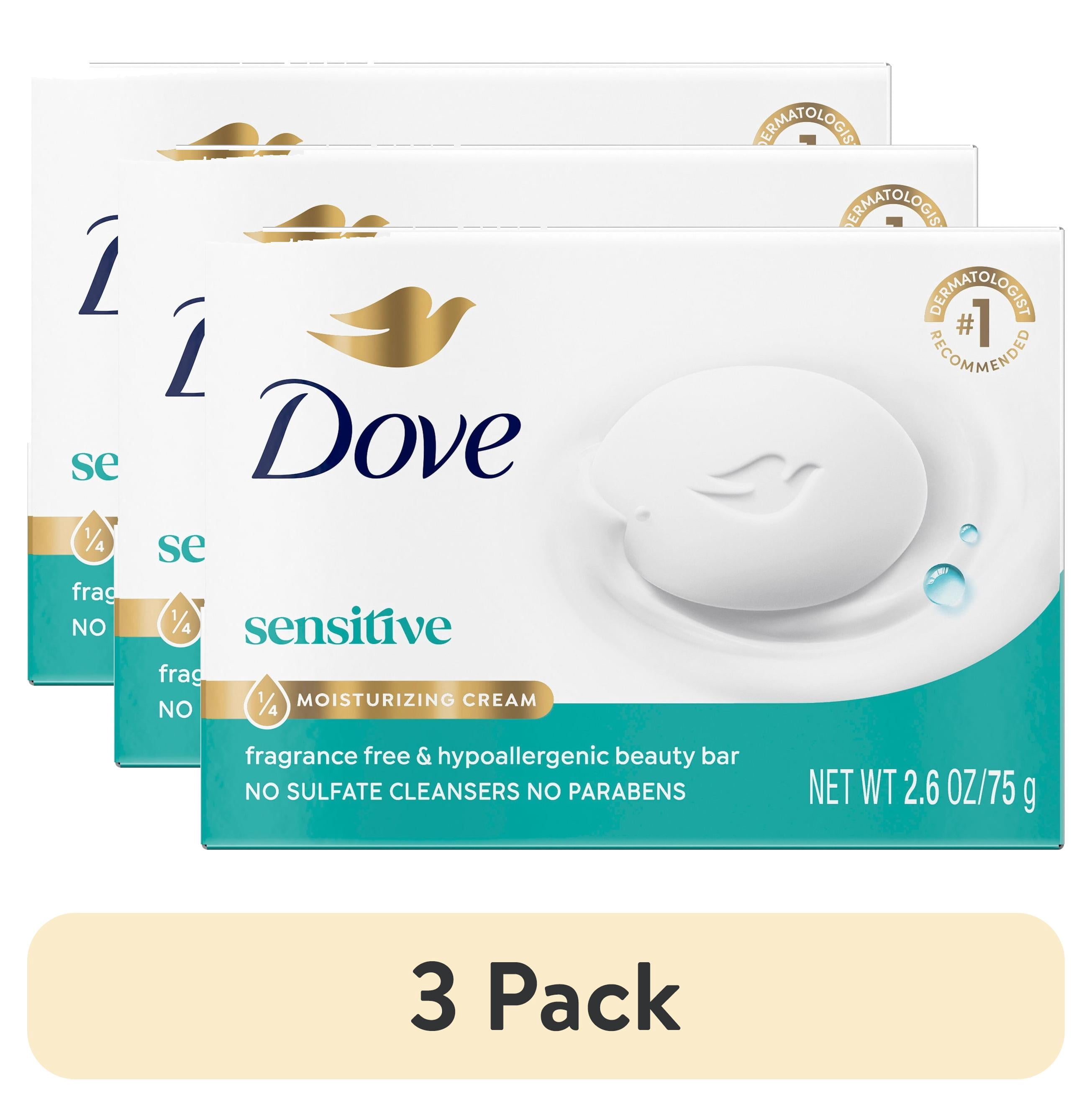 (3 pack) Dove Beauty Bar Soap For Sensitive Skin, Sensitive, Fragrance Free And Hypoallergenic ,2.6 oz
