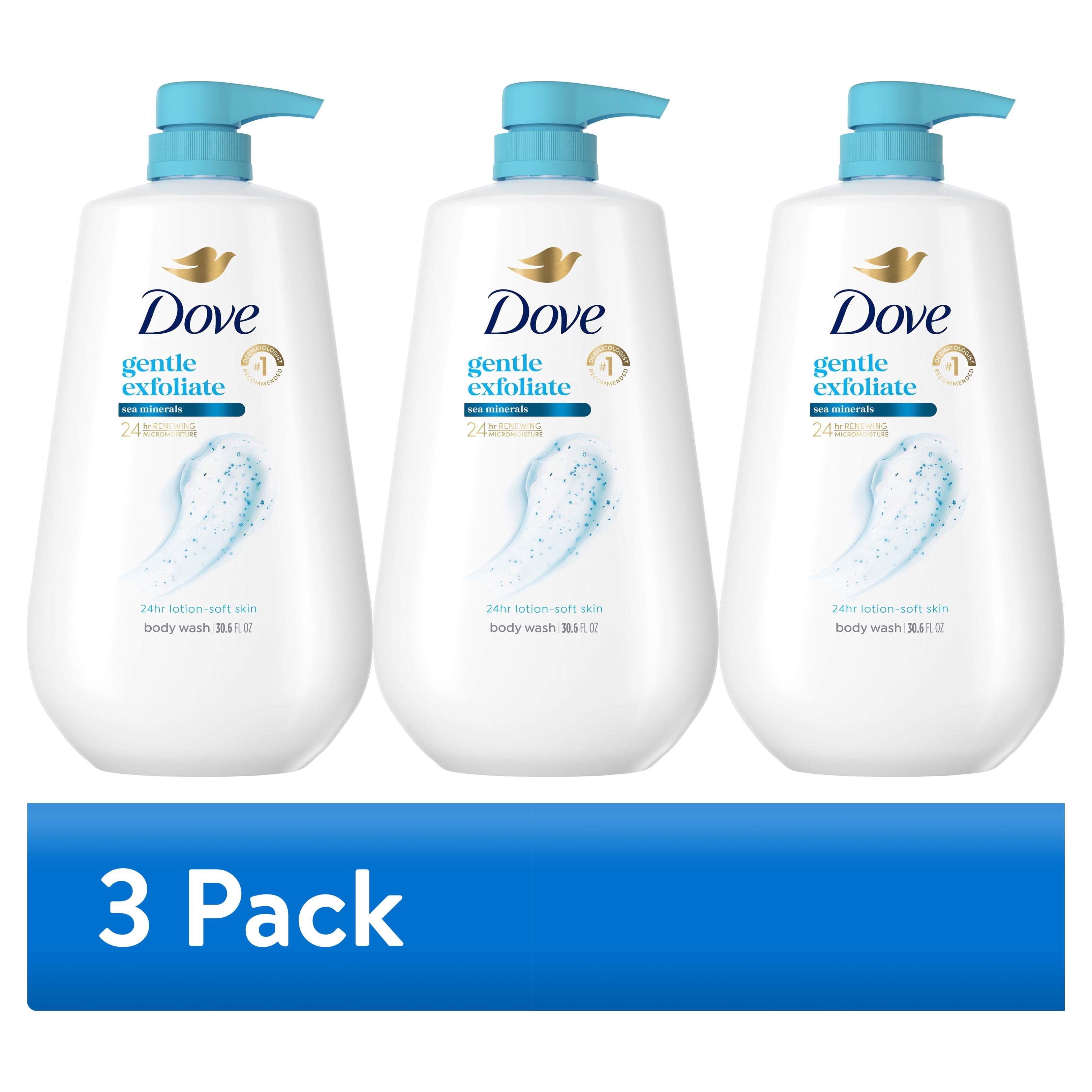 (3 pack) Dove Body Wash With Pump For 24hr Lotion-Soft Skin Gentle Exfoliate With Sea Minerals Moisturizing Skin Cleanser With No Sulfates No Parabens ,30.6 Fl oz