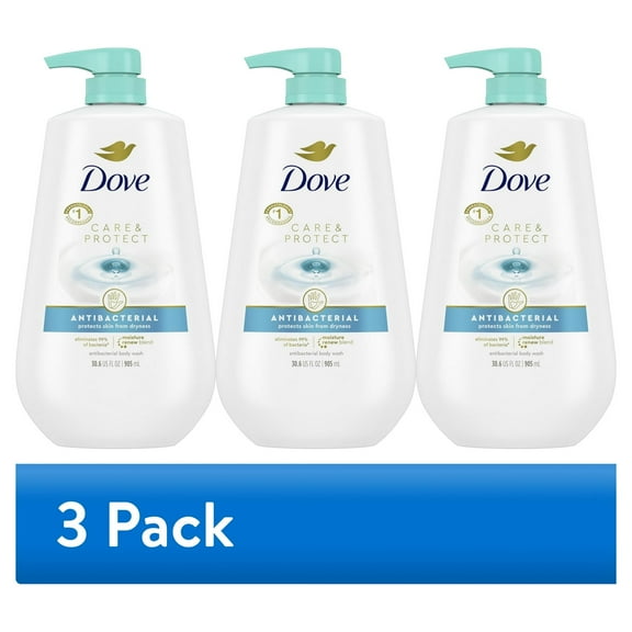 (3 pack) (3 Pack) Dove Care and Protect Antibacterial Daily Use Softening Body Wash, 30.6 fl oz
