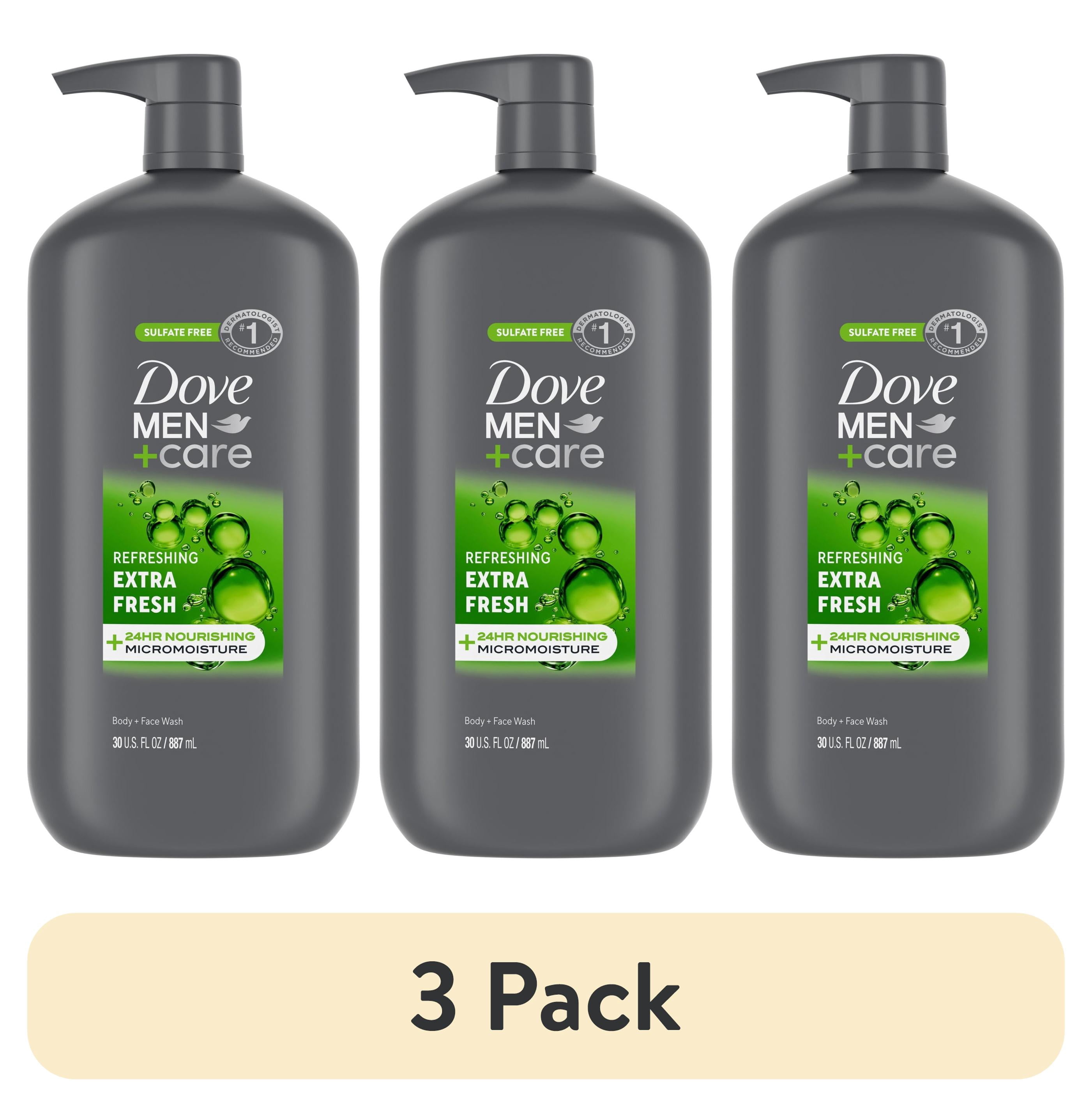(3 pack) Dove Men+Care Body And Face Wash Men's Body Wash Refreshing Extra Fresh With 24-Hour Nourishing Micromoisture Technology ,30 fl oz