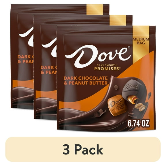 (3 pack) Dove Promises Dark Chocolate & Peanut Butter Candy - 6.74 oz Bag