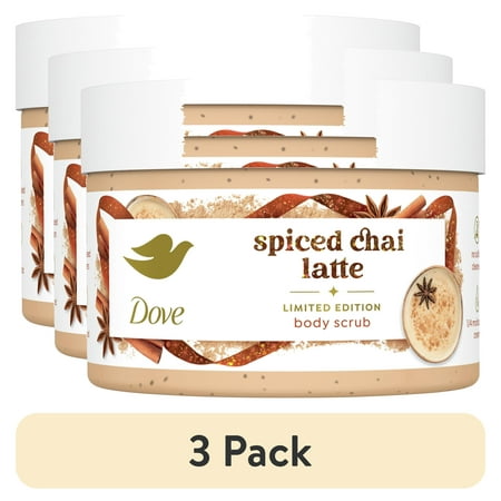 (3 pack) Dove Spiced Chai Latte Body Scrub for Deep Nourishment Holiday Treats Limited Edition, 10.5 oz