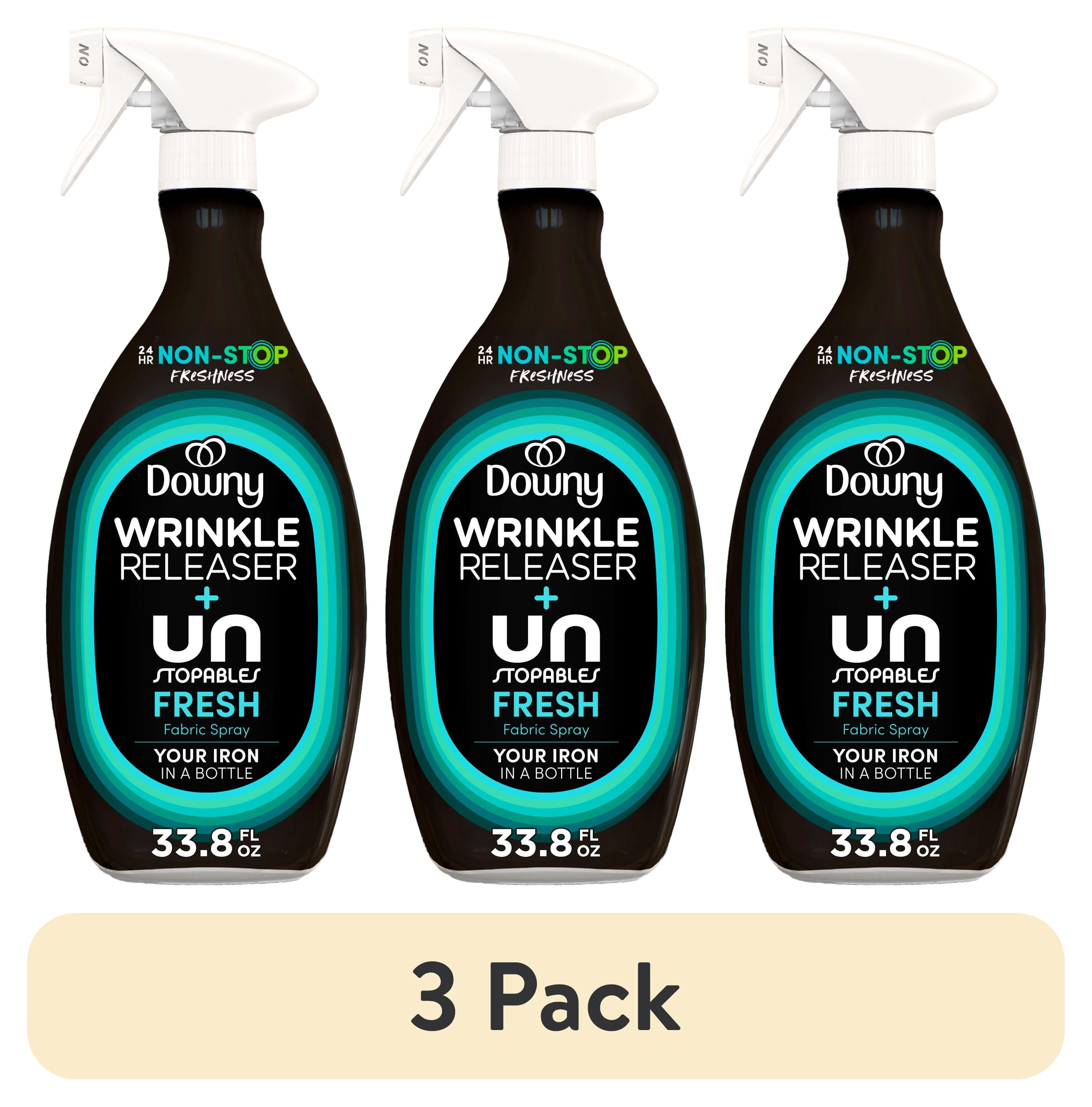 (3 pack) Downy Wrinkle Releaser and Refresher Fabric Spray, Unstopables Fresh Scent, 33.8 fl oz