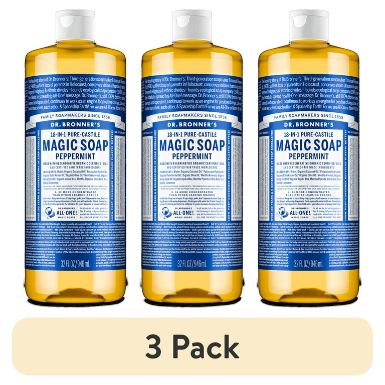 3 pack) Dr. Bronner's Magic Soap - Peppermint - Pure-Castile