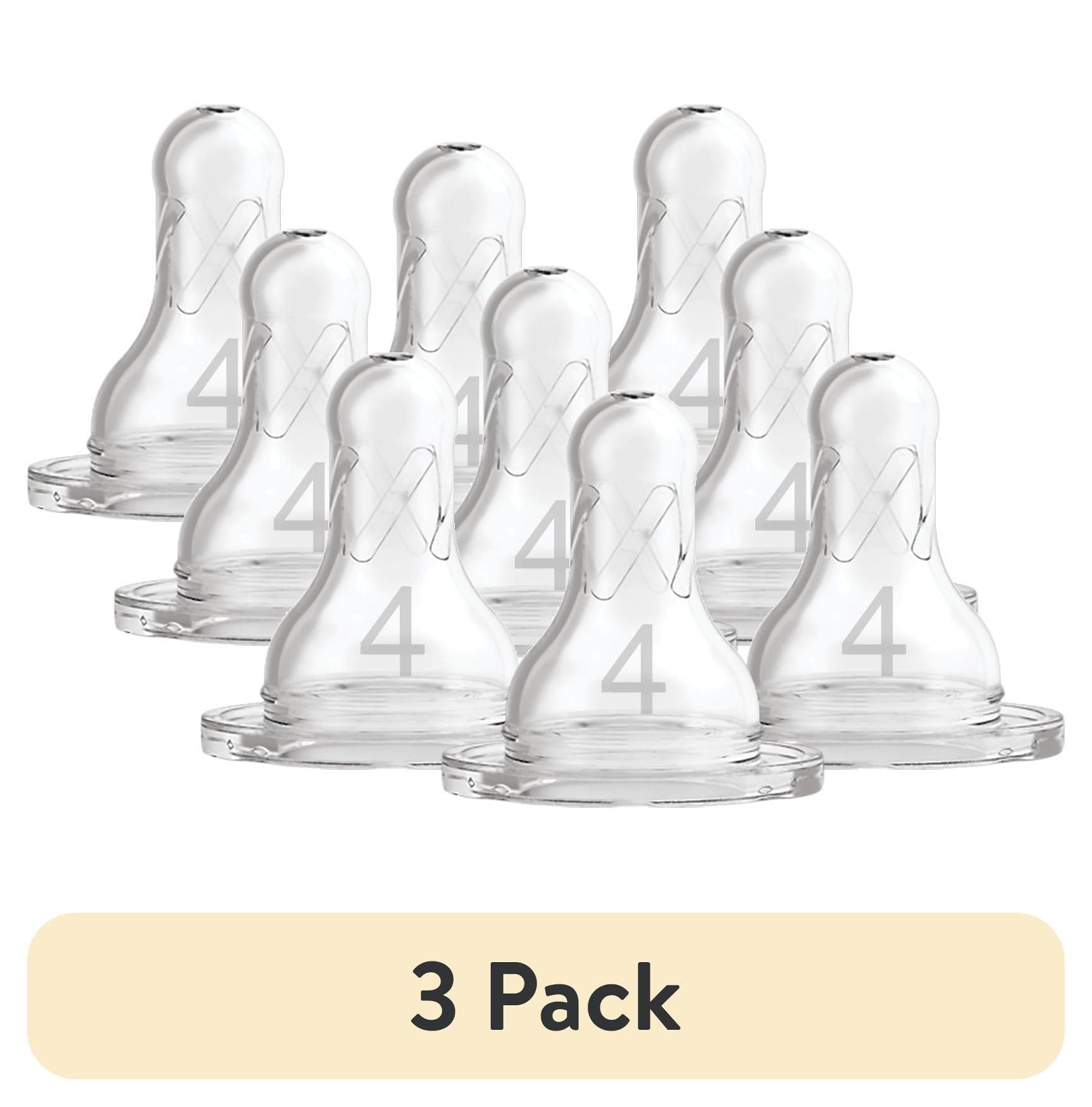 (3 pack) Dr. Brown's Natural Flow Level 4, Narrow Baby Bottle Nipple, Fast Flow, 9m+, 100% Silicone, 6 Pack