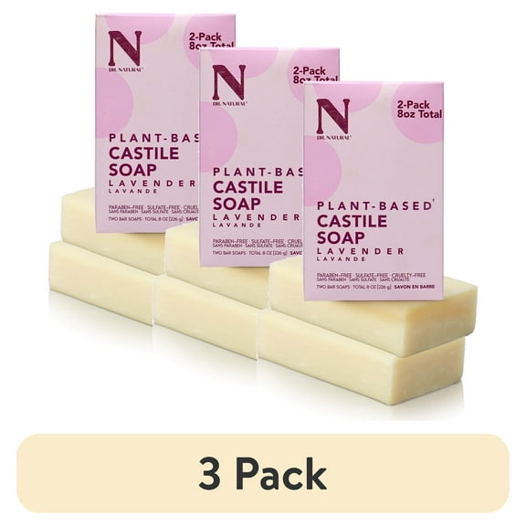 (3 pack) Dr. Natural Bath Soaps, Castile Gentle Bar Soap, Lavender, 8 oz, 2 pk