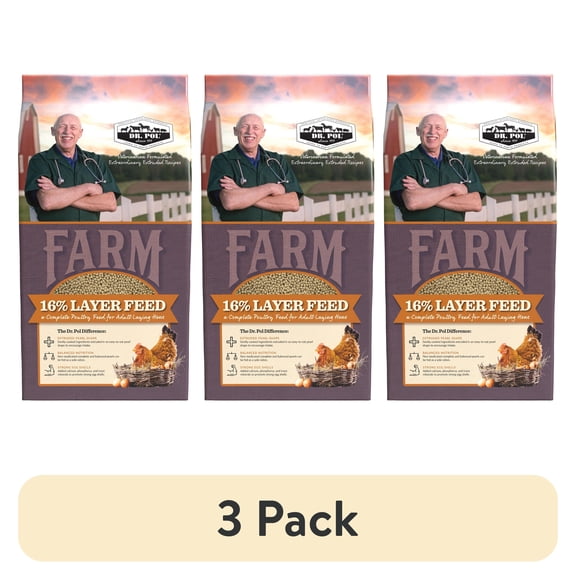 (3 pack) Dr. Pol Healthy Balance 16% Poultry Pearls Layer Chicken Feed, 30 lb. Bag for Chickens and other Poultry