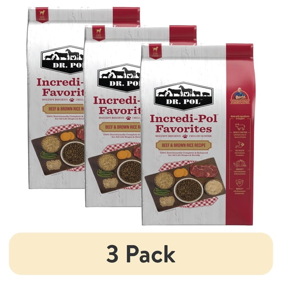 (3 pack) Dr. Pol Incredi-Pol Favorites Beef and Brown Rice Recipe Dog Food - 6lb