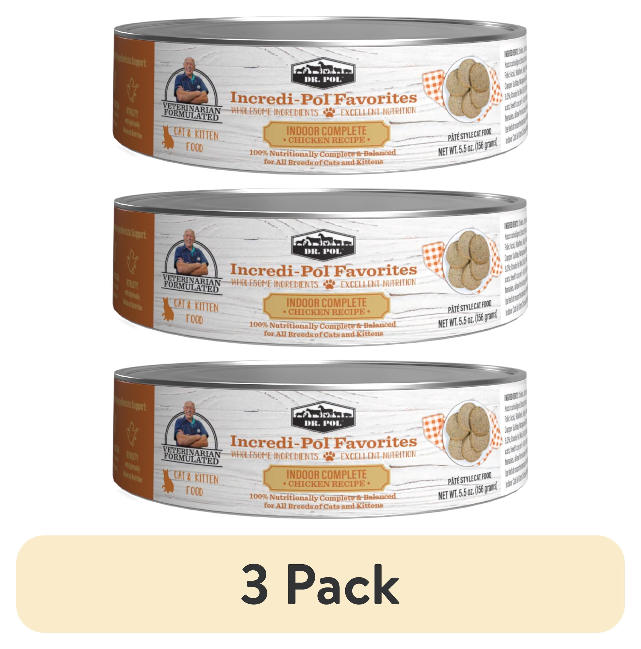 (3 pack) Dr. Pol Incredi-Pol Favorites Chicken Indoor Complete Canned Cat Food, 5.5oz.