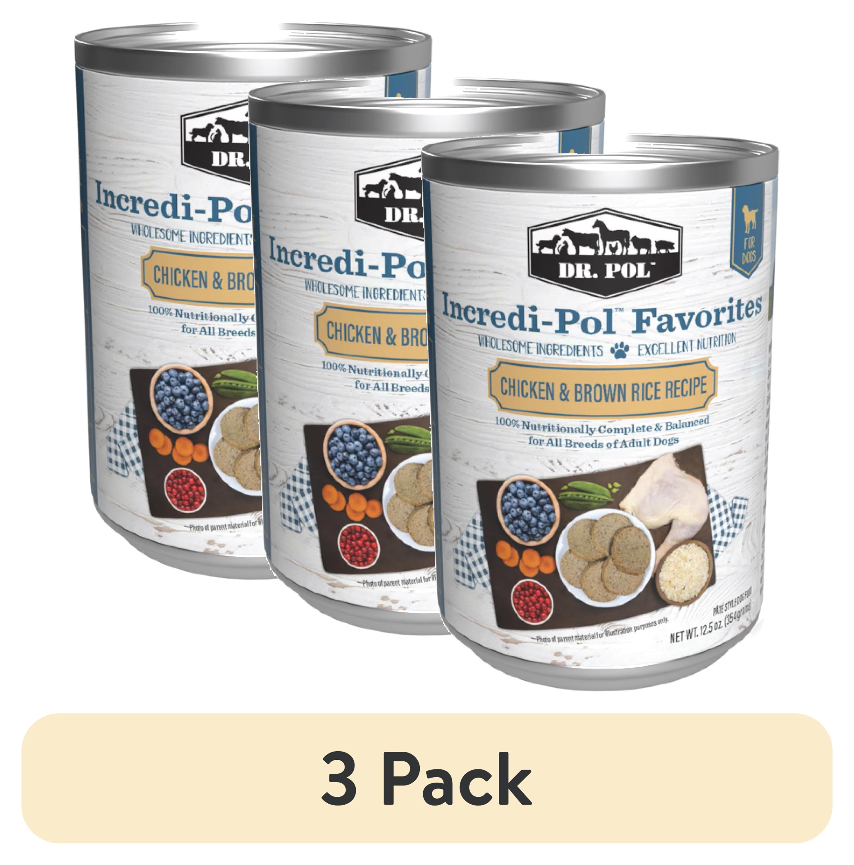 (3 pack) Dr. Pol Incredi-Pol Favorites Chicken & Rice Canned Dog Food, 12.5oz.