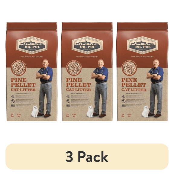 (3 pack) Dr. Pol Pine Pellet Cat Litter - 14lb Bag