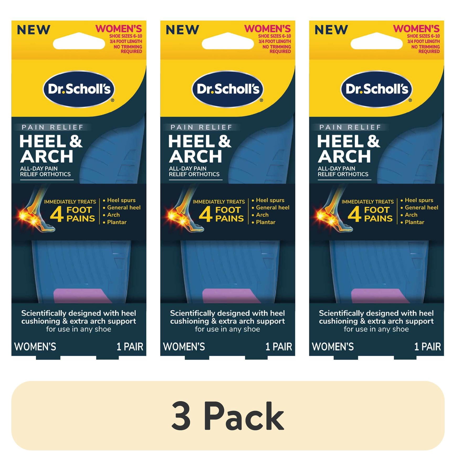 (3 pack) Dr. Scholl's Heel & Arch Pain Relief Orthotics for Women, Size 6-10