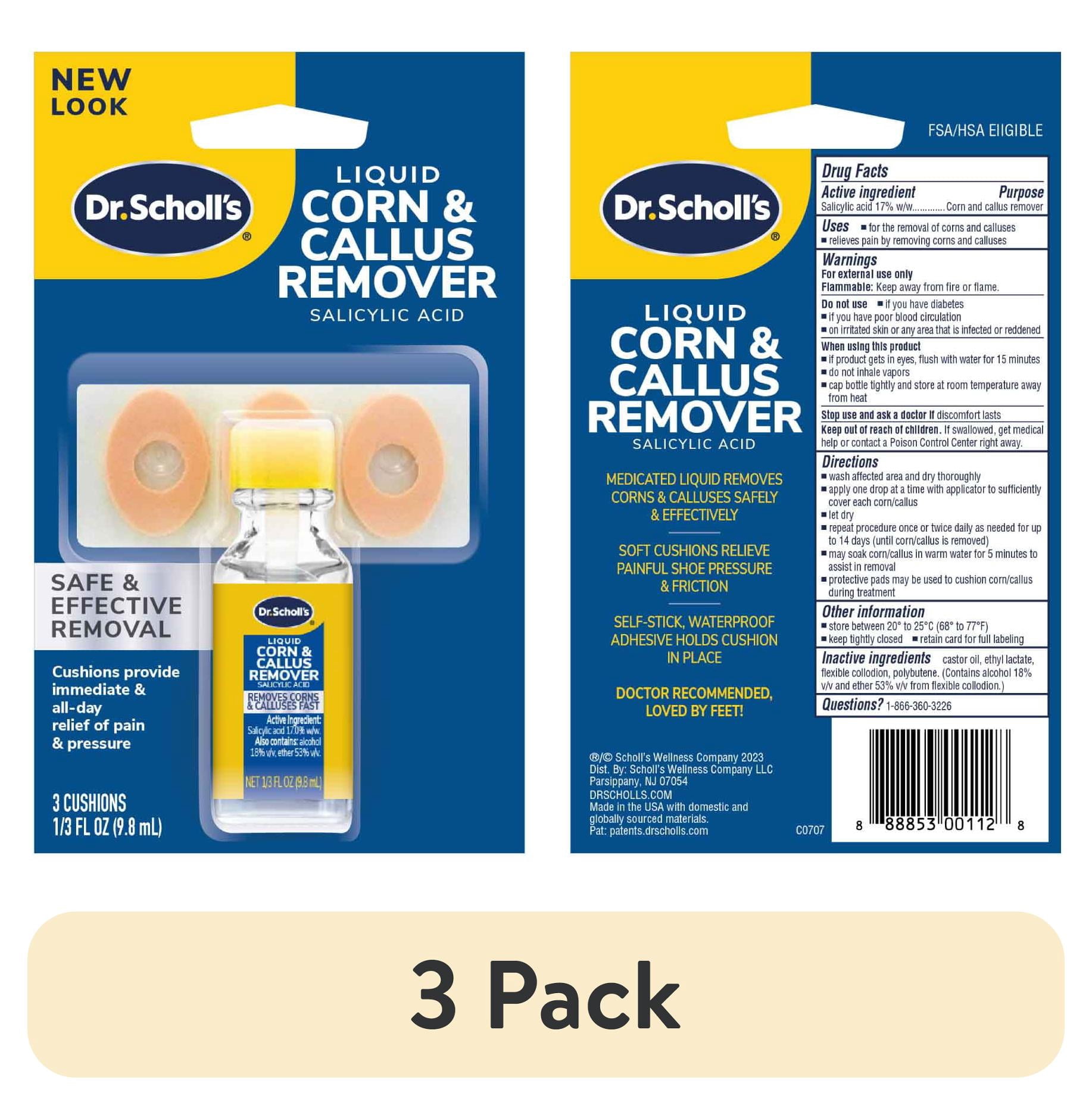 (3 pack) Dr. Scholl's Liquid Corn & Callus Remover with Cushions, 3 fl oz, 4 Piece Set