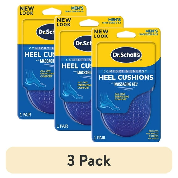 (3 pack) Dr. Scholl's Massaging Gel Advanced Heel Cushions for Men (8-13) Inserts to Relieve Heel Discomfort