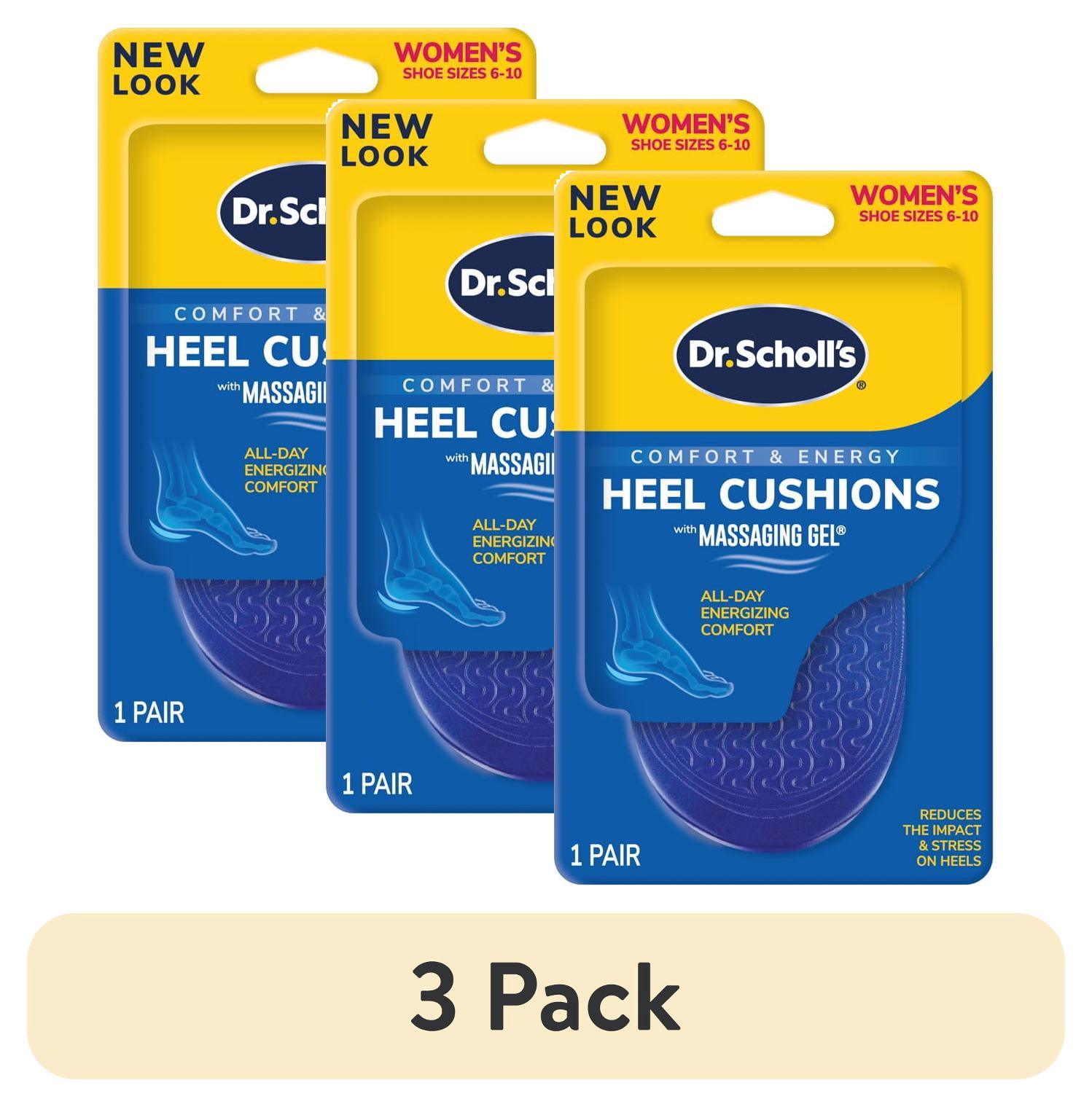 (3 pack) Dr. Scholl's Massaging Gel Advanced Heel Cushions for Women (6-10) Inserts Relieve Heel Discomfort