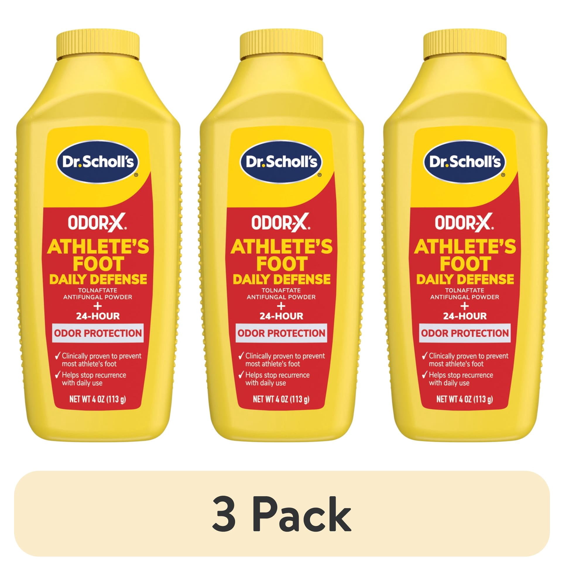 (3 pack) Dr. Scholl’s Odor-X Athlete’s Foot Daily Defense Powder, 24-Hour Odor Protection, Itch Relief