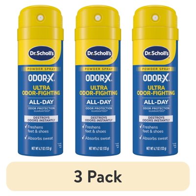 (3 pack) Dr. Scholl’s Odor-X Odor-Fighting Spray Powder, Unscented, 4.7oz