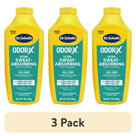 (3 pack) Dr. Scholl’s® Odor-X® Ultra Sweat-Absorbing Unscented Foot Powder, 7oz, 1 Count