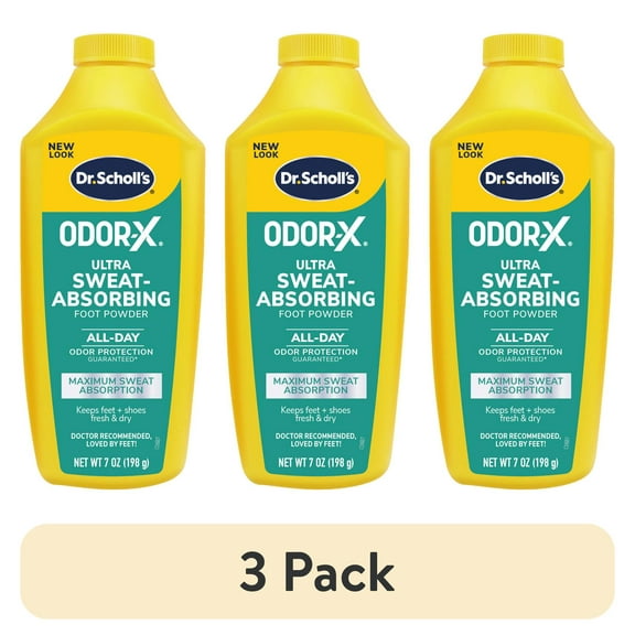 (3 pack) Dr. Scholl’s® Odor-X® Ultra Sweat-Absorbing Unscented Foot Powder, 7oz, 1 Count