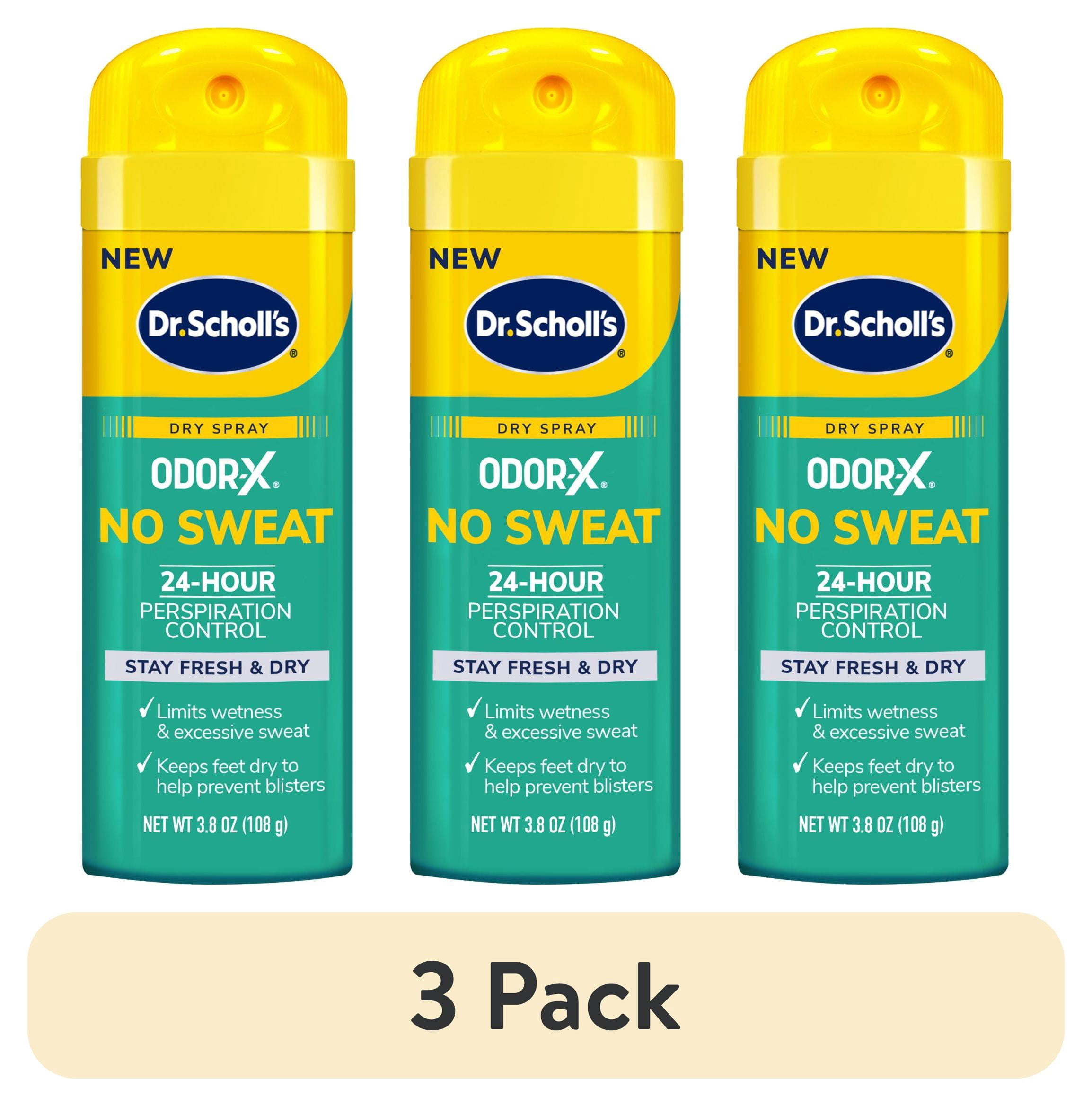 (3 pack) Dr. Scholl’s Odor-x No Sweat Unscented Dry Foot Spray, 3.8 oz, 24-Hour Perspiration Control