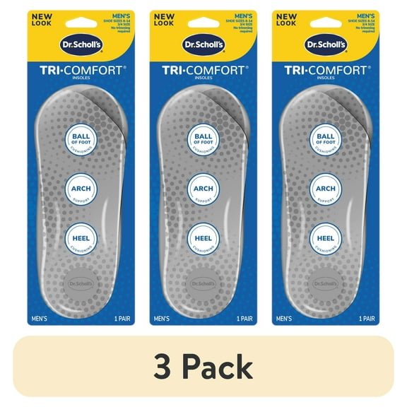 (3 pack) Dr. Scholl’s Tri-Comfort Shoe Insoles, Foam Cushioning with FlexiSpring Arch Support, Men, 1 Pair